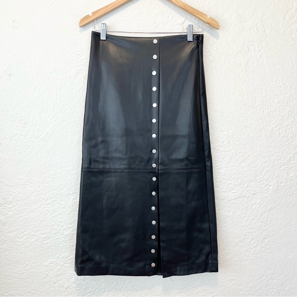Evereve Skirt Faux Leather Studded Black Jo Midi 27 - Picture 4 of 8